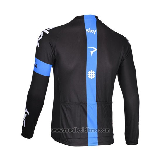 2013 Abbigliamento Ciclismo Sky Blu e Nero Manica Lunga e Salopette